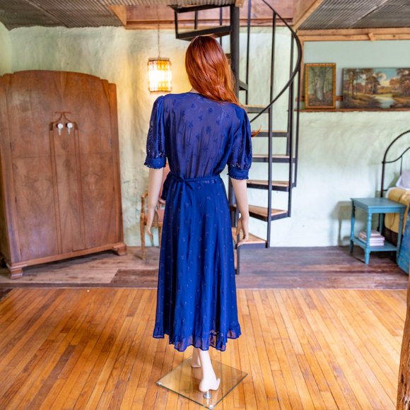 Reformation "Annalise" Navy Wrap Dress * Size Medium - Picture 8 of 11